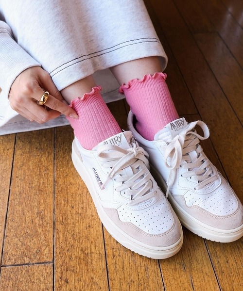 andme（アンドミー）の「メローリブソックス（ソックス/靴下・レディース・ホワイト/ライム/ピンク/ベージュ/ブラック・23-25cm）」の10枚目の写真