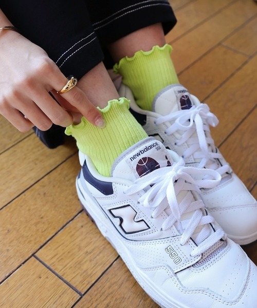 andme（アンドミー）の「メローリブソックス（ソックス/靴下・レディース・ホワイト/ライム/ピンク/ベージュ/ブラック・23-25cm）」の12枚目の写真