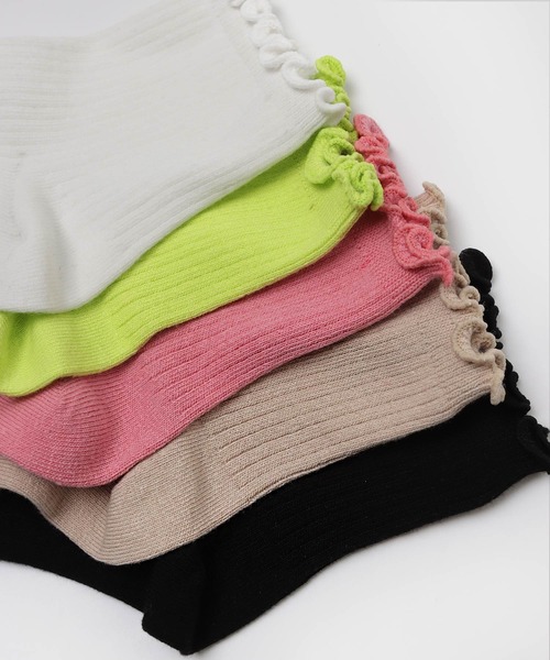 andme（アンドミー）の「メローリブソックス（ソックス/靴下・レディース・ホワイト/ライム/ピンク/ベージュ/ブラック・23-25cm）」の19枚目の写真