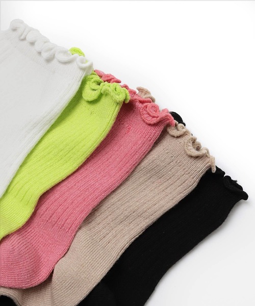 andme（アンドミー）の「メローリブソックス（ソックス/靴下・レディース・ホワイト/ライム/ピンク/ベージュ/ブラック・23-25cm）」の20枚目の写真