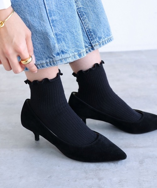 andme（アンドミー）の「メローリブソックス（ソックス/靴下・レディース・ホワイト/ライム/ピンク/ベージュ/ブラック・23-25cm）」の6枚目の写真