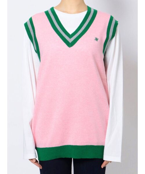 jouetie（ジュエティ）の「Vネックカラーニットベスト（ベスト・レディース・ブラック/ピンク/パープル・MEDIUM）」の4枚目の写真