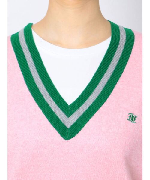 jouetie（ジュエティ）の「Vネックカラーニットベスト（ベスト・レディース・ブラック/ピンク/パープル・MEDIUM）」の7枚目の写真