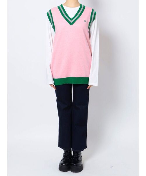 jouetie（ジュエティ）の「Vネックカラーニットベスト（ベスト・レディース・ブラック/ピンク/パープル・MEDIUM）」の10枚目の写真