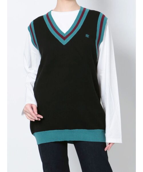 jouetie（ジュエティ）の「Vネックカラーニットベスト（ベスト・レディース・ブラック/ピンク/パープル・MEDIUM）」の14枚目の写真