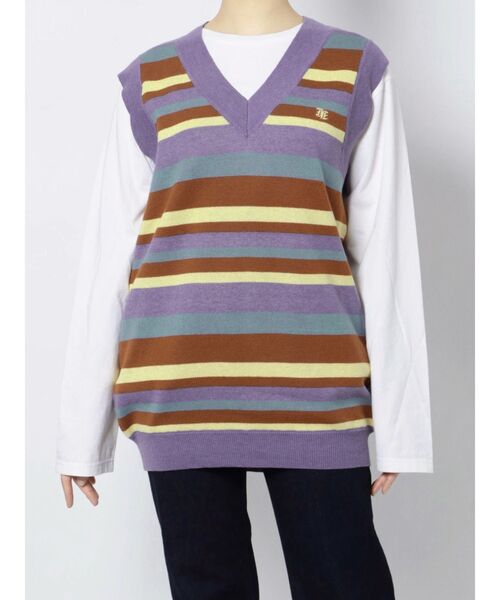 jouetie（ジュエティ）の「Vネックカラーニットベスト（ベスト・レディース・ブラック/ピンク/パープル・MEDIUM）」の15枚目の写真