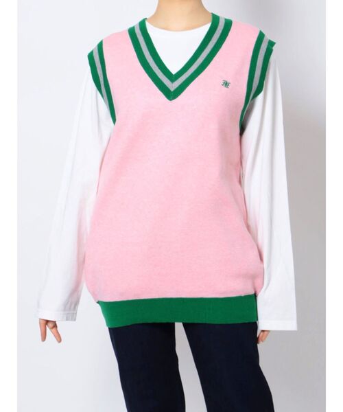 jouetie（ジュエティ）の「Vネックカラーニットベスト（ベスト・レディース・ブラック/ピンク/パープル・MEDIUM）」の16枚目の写真