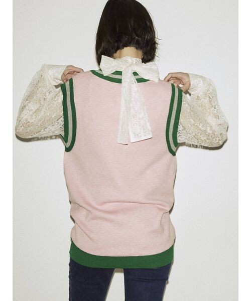 jouetie（ジュエティ）の「Vネックカラーニットベスト（ベスト・レディース・ブラック/ピンク/パープル・MEDIUM）」の18枚目の写真