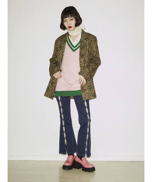 jouetie（ジュエティ）の「Vネックカラーニットベスト（ベスト・レディース・ブラック/ピンク/パープル・MEDIUM）」の21枚目の写真