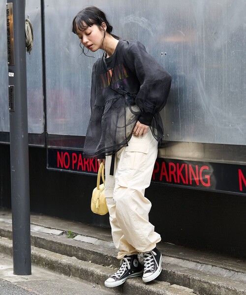 FREAK'S STORE（フリークスストア）の「シアーカシュクールブラウス（シャツ/ブラウス・レディース・ナチュラル/ブラック/ピンク・ﾌﾘ-）」の6枚目の写真