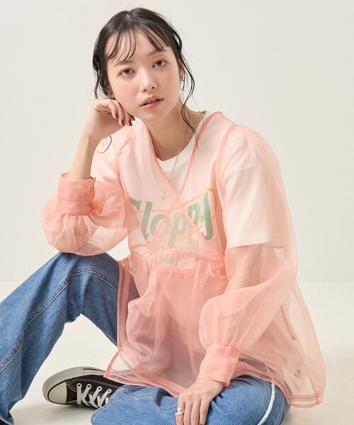 FREAK'S STORE（フリークスストア）の「シアーカシュクールブラウス（シャツ/ブラウス・レディース・ナチュラル/ブラック/ピンク・ﾌﾘ-）」の16枚目の写真