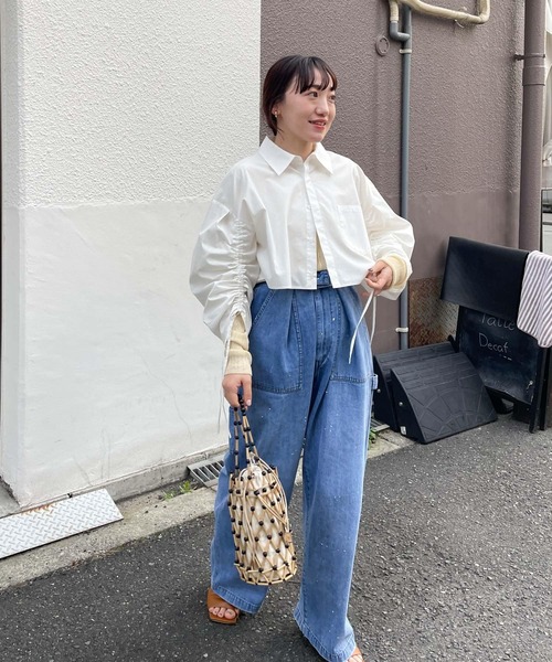 KBF(ケイビーエフ)の「ドロストギャザースリーブシャツ(シャツ/ブラウス・レディース・ブルー/カーキ/ホワイト・ONE)」の22枚目の写真