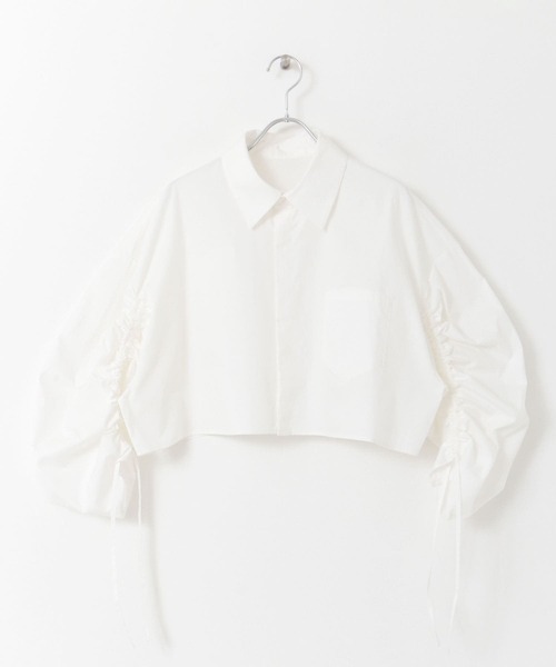 KBF(ケイビーエフ)の「ドロストギャザースリーブシャツ(シャツ/ブラウス・レディース・ブルー/カーキ/ホワイト・ONE)」の10枚目の写真