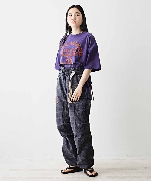 TOBILA（トビラ）の「コットン天竺レイヤードTシャツ（Tシャツ/カットソー・レディース・ベージュ/パープル/ヘザーチャコール・M）」の10枚目の写真