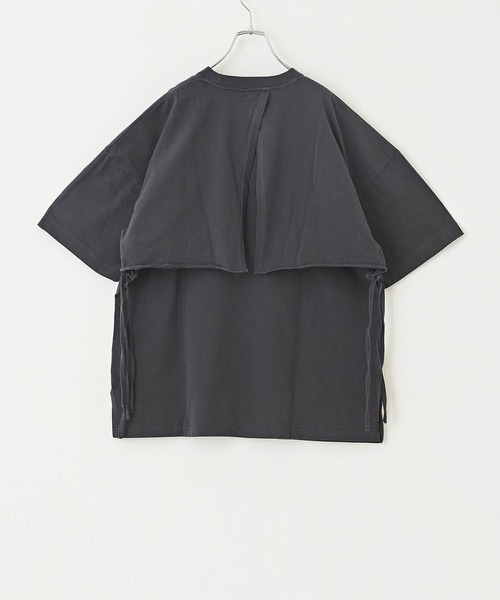 TOBILA（トビラ）の「コットン天竺レイヤードTシャツ（Tシャツ/カットソー・レディース・ベージュ/パープル/ヘザーチャコール・M）」の8枚目の写真