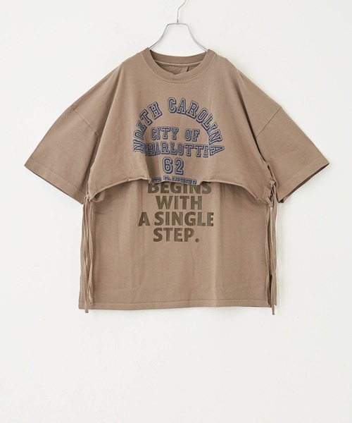 TOBILA（トビラ）の「コットン天竺レイヤードTシャツ（Tシャツ/カットソー・レディース・ベージュ/パープル/ヘザーチャコール・M）」の18枚目の写真