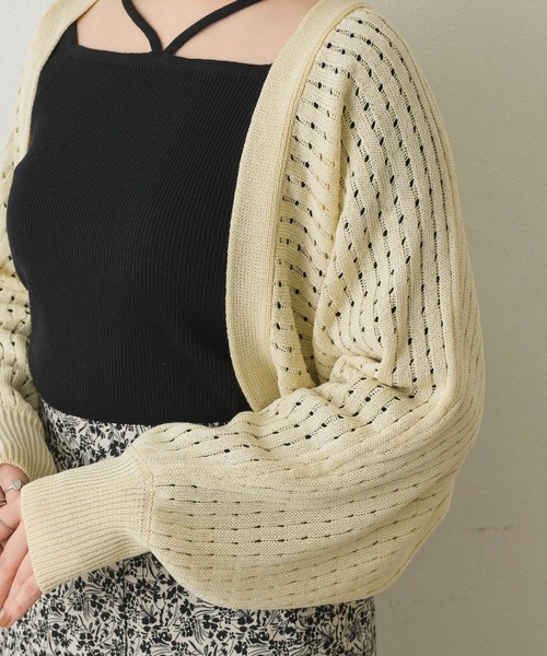 RETRO GIRL（レトロガール）の「リブスカシボレロ（カーディガン/ボレロ・レディース・ライトグレー/グリーン/オフホワイト・FREE）」の16枚目の写真