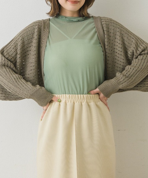 RETRO GIRL（レトロガール）の「リブスカシボレロ（カーディガン/ボレロ・レディース・ライトグレー/グリーン/オフホワイト・FREE）」の18枚目の写真