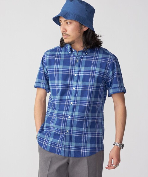 SHIPS(シップス)の「*SHIPS: ワンポイント ロゴ コットン/リネン マドラスチェック ボタンダウン 半袖 シャツ(シャツ/ブラウス・メンズ・ネイビー/オリーブ/グリーン/ワイン・SMALL/MEDIUM/LARGE/X-LARGE)」の13枚目の写真