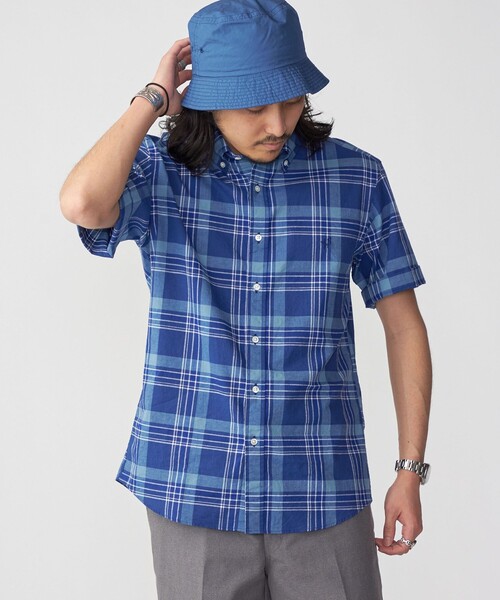SHIPS(シップス)の「*SHIPS: ワンポイント ロゴ コットン/リネン マドラスチェック ボタンダウン 半袖 シャツ(シャツ/ブラウス・メンズ・ネイビー/オリーブ/グリーン/ワイン・SMALL/MEDIUM/LARGE/X-LARGE)」の14枚目の写真