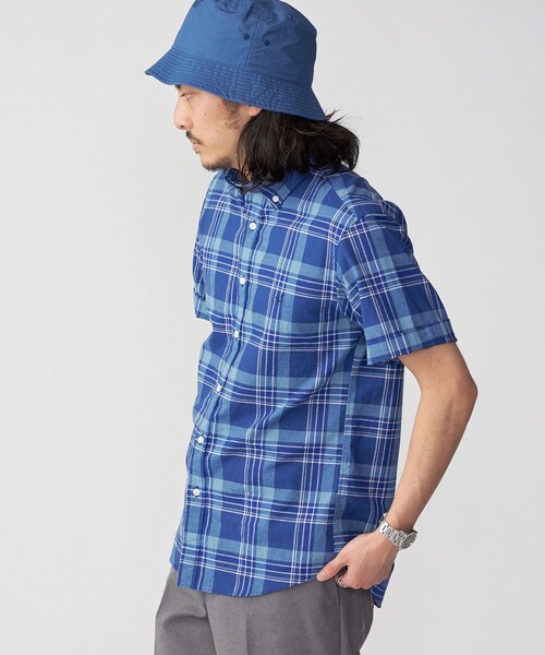 SHIPS(シップス)の「*SHIPS: ワンポイント ロゴ コットン/リネン マドラスチェック ボタンダウン 半袖 シャツ(シャツ/ブラウス・メンズ・ネイビー/オリーブ/グリーン/ワイン・SMALL/MEDIUM/LARGE/X-LARGE)」の15枚目の写真