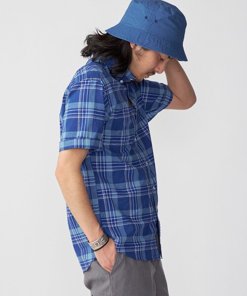 SHIPS(シップス)の「*SHIPS: ワンポイント ロゴ コットン/リネン マドラスチェック ボタンダウン 半袖 シャツ(シャツ/ブラウス・メンズ・ネイビー/オリーブ/グリーン/ワイン・SMALL/MEDIUM/LARGE/X-LARGE)」の17枚目の写真