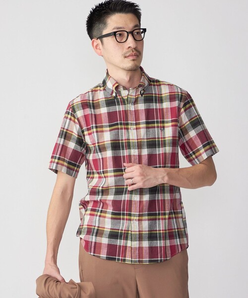 SHIPS(シップス)の「*SHIPS: ワンポイント ロゴ コットン/リネン マドラスチェック ボタンダウン 半袖 シャツ(シャツ/ブラウス・メンズ・ネイビー/オリーブ/グリーン/ワイン・SMALL/MEDIUM/LARGE/X-LARGE)」の20枚目の写真