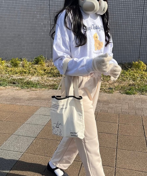 fiere(フィエール)の「ゆったり暖かいストレートパンツ(その他パンツ・レディース・ブラック/アイボリー・M/L)」の9枚目の写真