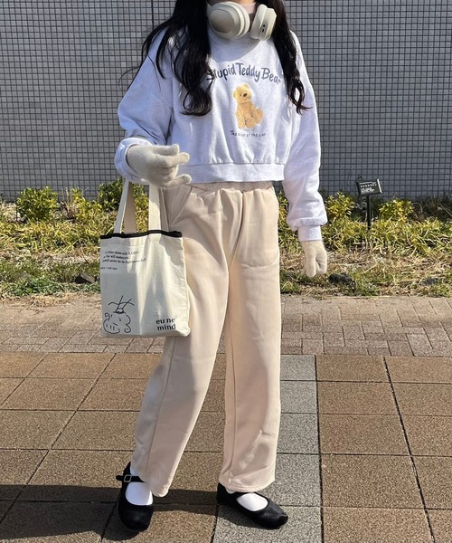 fiere(フィエール)の「ゆったり暖かいストレートパンツ(その他パンツ・レディース・ブラック/アイボリー・M/L)」の12枚目の写真