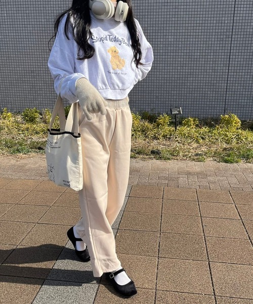 fiere(フィエール)の「ゆったり暖かいストレートパンツ(その他パンツ・レディース・ブラック/アイボリー・M/L)」の11枚目の写真