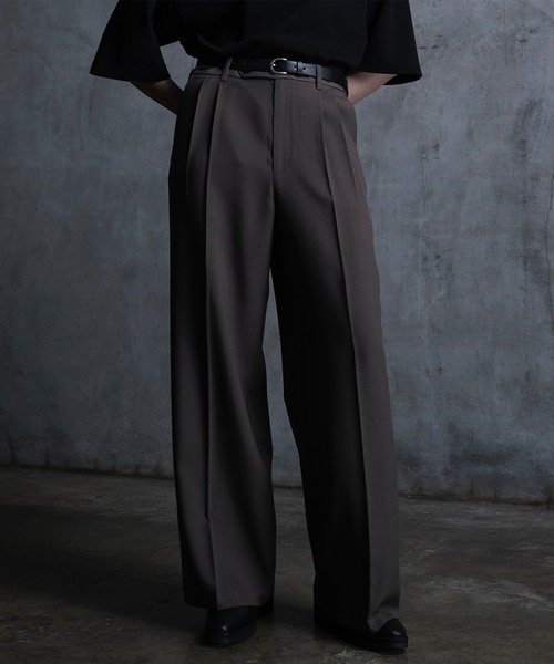 CALLNE】2Tuck Wide Straight Slacks/2タックワイド ストレート