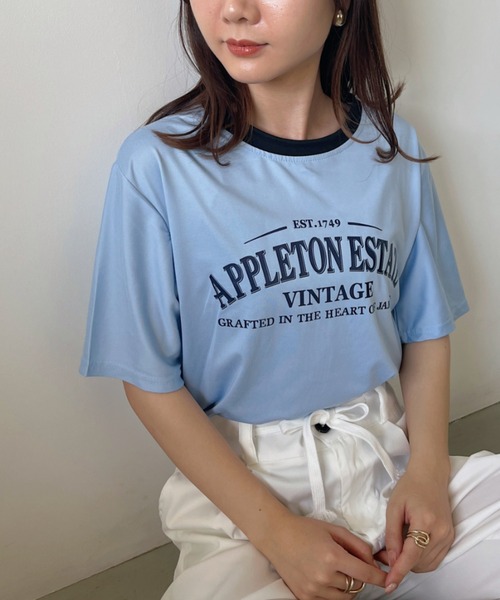 CLEA(クレア)の「カレッジロゴ リンガーコンパクトプリントTシャツ(Tシャツ/カットソー・レディース・グレー/ブルー/ホワイト・FREE)」の21枚目の写真