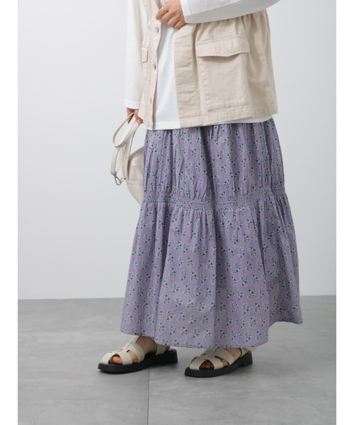 Lugnoncure(ルノンキュール)の「シャーリングスカート(スカート・レディース・ブラック/オフホワイト/ラベンダー/グリーン・フリ-)」の4枚目の写真