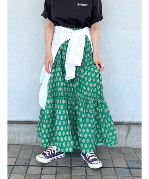 Lugnoncure(ルノンキュール)の「シャーリングスカート(スカート・レディース・ブラック/オフホワイト/ラベンダー/グリーン・フリ-)」の3枚目の写真