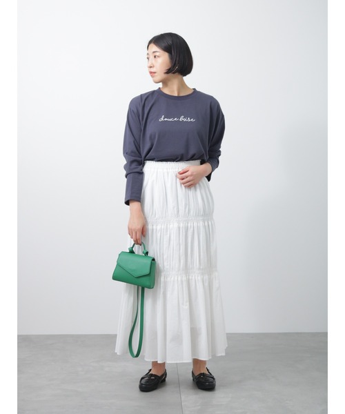 Lugnoncure(ルノンキュール)の「シャーリングスカート(スカート・レディース・ブラック/オフホワイト/ラベンダー/グリーン・フリ-)」の10枚目の写真
