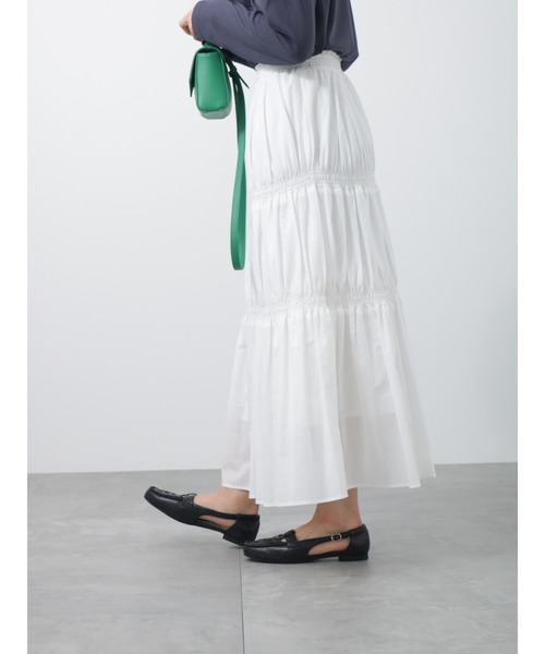 Lugnoncure(ルノンキュール)の「シャーリングスカート(スカート・レディース・ブラック/オフホワイト/ラベンダー/グリーン・フリ-)」の11枚目の写真