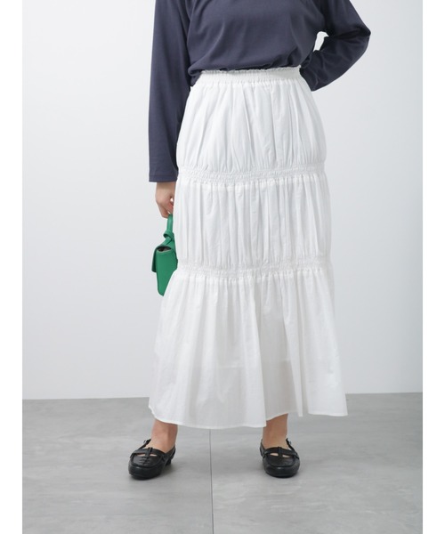 Lugnoncure(ルノンキュール)の「シャーリングスカート(スカート・レディース・ブラック/オフホワイト/ラベンダー/グリーン・フリ-)」の12枚目の写真