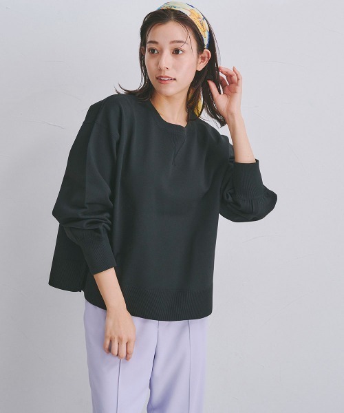 Droite lautreamont(ドロワットロートレアモン)の「カラースウェットライクニット《手洗い可能》(ニット/セーター・レディース・ブルー/オフホワイト/ブラック/ピンク/イエロー・M)」の9枚目の写真