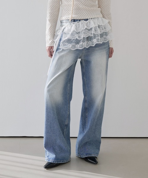 【LANVIN】 在庫あり ☆ワイド デニムパンツ☆ ボリュームワイドデニムパンツ|LANVIN en Bleu | LANVIN en Bleu