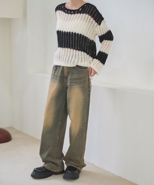 UNE MANSION（ユヌマンション）の「【男女兼用/UNISEX】オールドウォッシングビンテージワイドデニム（デニムパンツ・レディース・ブルー系その他/ブラウン系その他/ブラック/ブルー・SMALL/MEDIUM/LARGE）」の21枚目の写真