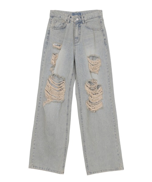 Figments(フィグメンツ)の「ダメージデニムパンツ(デニムパンツ・レディース・ライトブルー・SMALL/MEDIUM)」の4枚目の写真