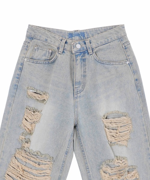 Figments(フィグメンツ)の「ダメージデニムパンツ(デニムパンツ・レディース・ライトブルー・SMALL/MEDIUM)」の6枚目の写真