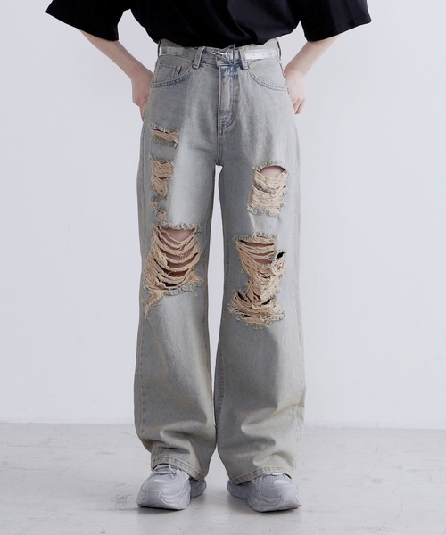 Figments(フィグメンツ)の「ダメージデニムパンツ(デニムパンツ・レディース・ライトブルー・SMALL/MEDIUM)」の15枚目の写真