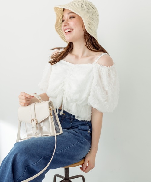 OLIVE des OLIVE（オリーブデオリーブ）の「胸くしゅバルーンブラウス　1031040380（シャツ/ブラウス・レディース・ブラック/ホワイト/レッド/オフホワイト・FREE）」の12枚目の写真