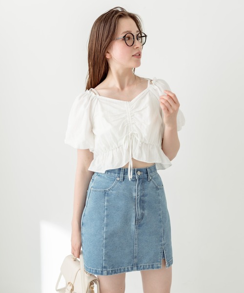 OLIVE des OLIVE（オリーブデオリーブ）の「胸くしゅバルーンブラウス　1031040380（シャツ/ブラウス・レディース・ブラック/ホワイト/レッド/オフホワイト・FREE）」の19枚目の写真