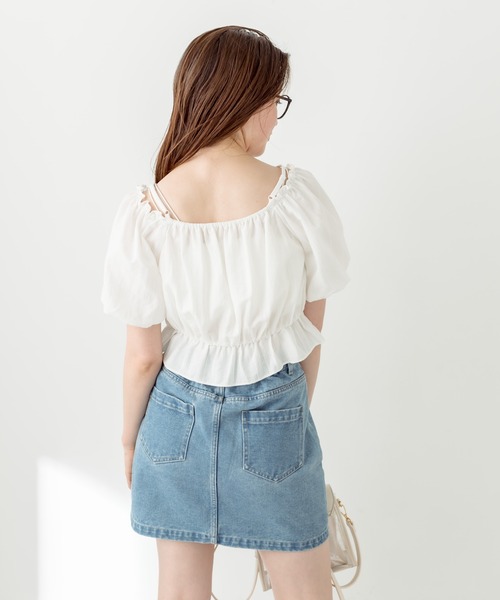 OLIVE des OLIVE（オリーブデオリーブ）の「胸くしゅバルーンブラウス　1031040380（シャツ/ブラウス・レディース・ブラック/ホワイト/レッド/オフホワイト・FREE）」の21枚目の写真