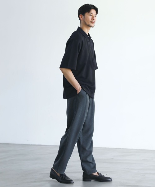 SPU（スプ）の「抗菌防臭＆接触冷感ルーズシルエットダブルフェイス鹿の子スキッパ―ポロシャツ（ポロシャツ・メンズ・グレー/ブラック/ベージュ/ネイビー/ホワイト/モカ/チャコール・M/L/XL/S）」の12枚目の写真