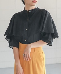 ラッフルハーフスリーブブラウス