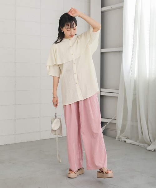 Bab(バブ)の「ラッフルハーフスリーブブラウス(シャツ/ブラウス・レディース・イエロー/ブラック/アイボリー・M)」の6枚目の写真