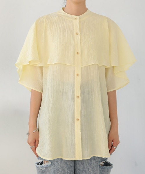 Bab(バブ)の「ラッフルハーフスリーブブラウス(シャツ/ブラウス・レディース・イエロー/ブラック/アイボリー・M)」の19枚目の写真